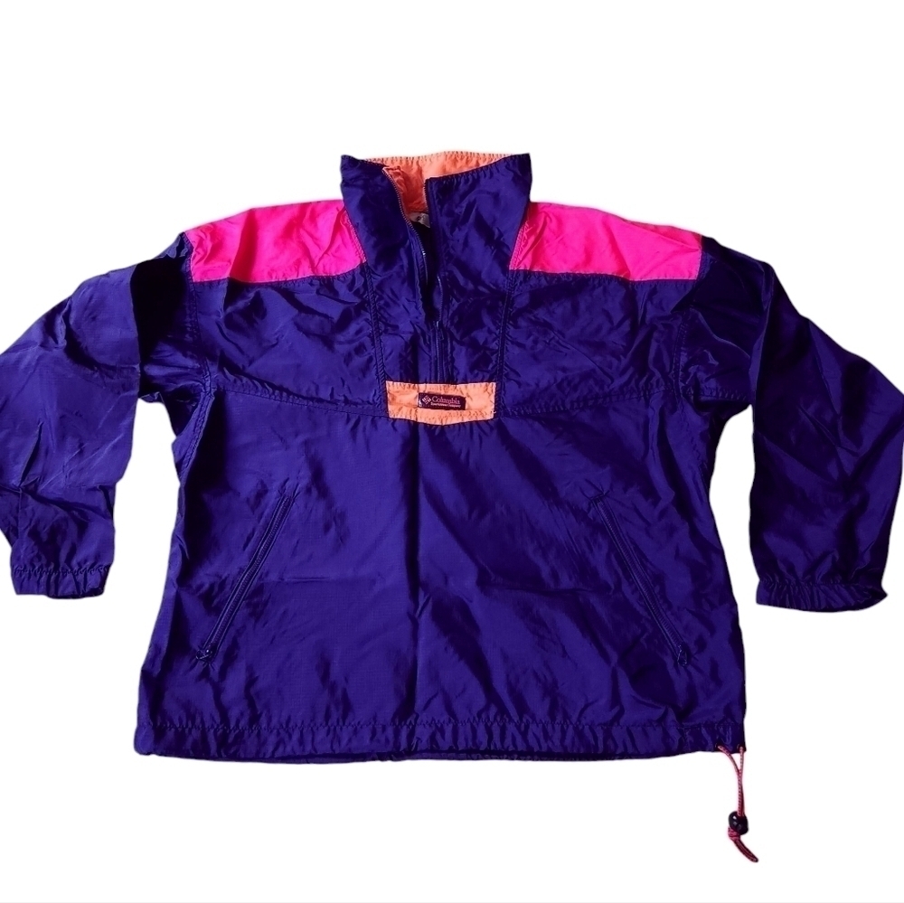 Vintage Columbia Sportswear Radial Sleeve Neon Windbreaker Pullover Women's M
